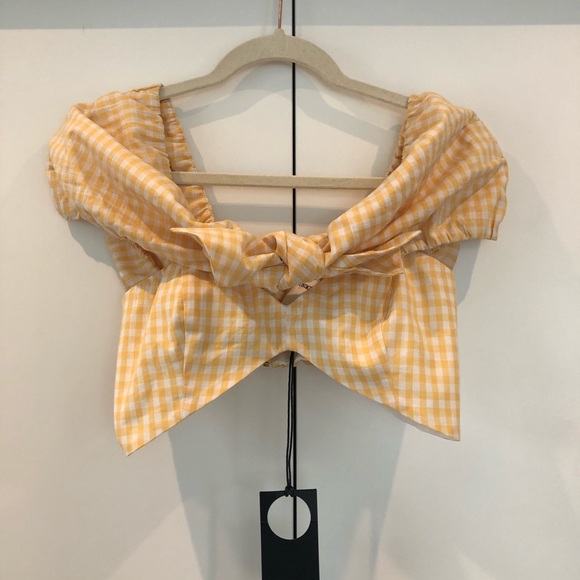 Revolve Privacy please gingham cottage core tie front crop top - Picture 2 of 5